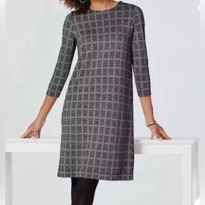 J.Jill Wearever Collection Windowpane Plaid Midi Dress